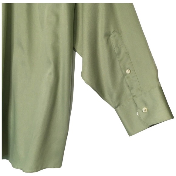Geoffrey Beene Mens XL Wrinkle Free Button Up Long Sleeve Dress Shirt Green - Picture 8 of 10